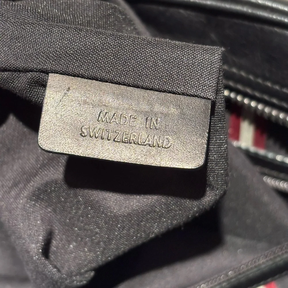 Black Bally Leather Men's Laptop Bag